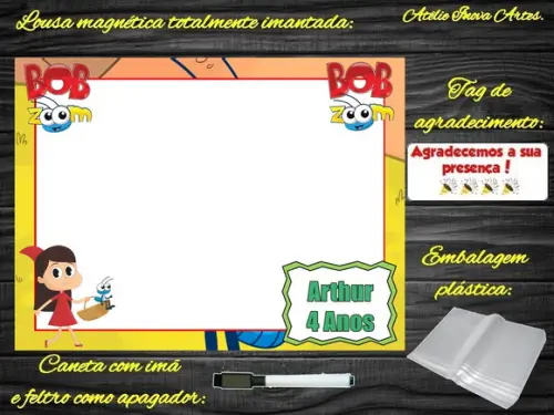 Lousa Magnética Bob Zoom com Embalagem