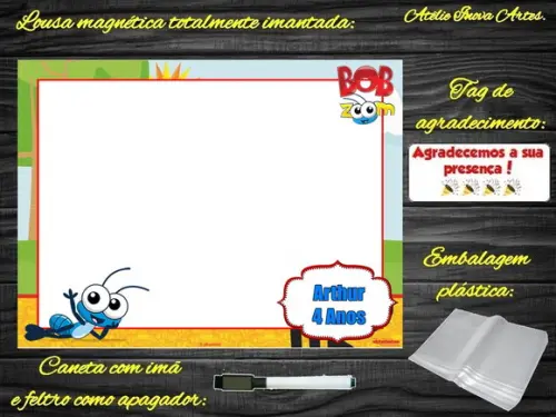 Lousa Magnética Bob Zoom com Embalagem