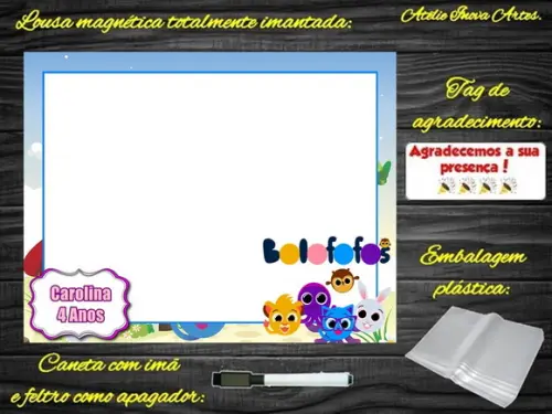 Lousa Magnética Bolofofos com Embalagem
