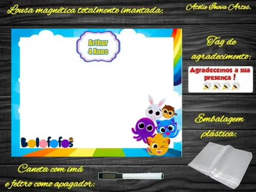 Lousa Magnética Bolofofos com Embalagem