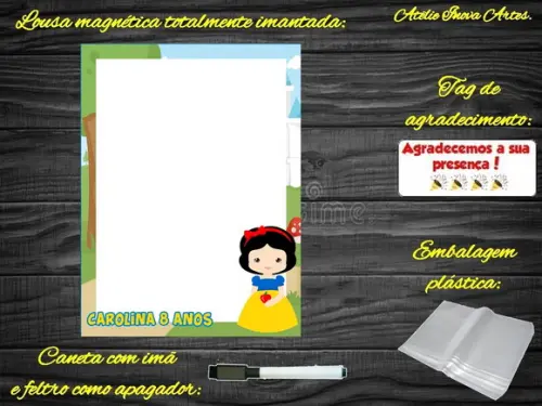 Lousa Magnética Branca de Neve com Embalagem