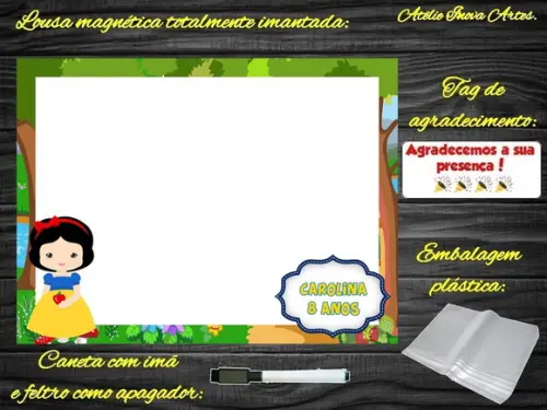 Lousa Magnética Branca de Neve com Embalagem