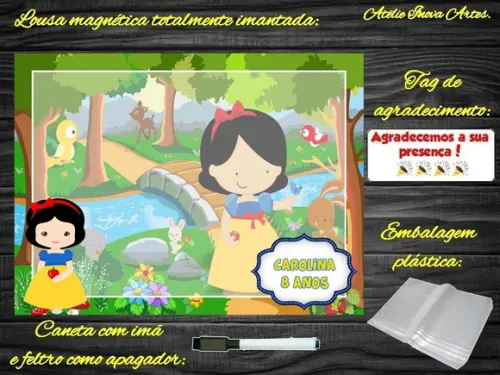 Lousa Magnética Branca de Neve com Embalagem