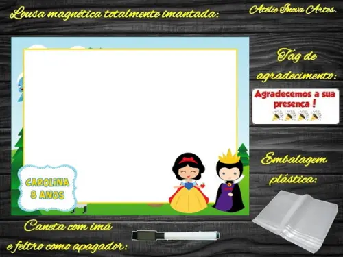 Lousa Magnética Branca de Neve com Embalagem