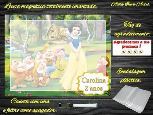 Lousa Magnética Branca de Neve com Embalagem