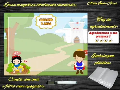 Lousa Magnética Branca de Neve com Embalagem