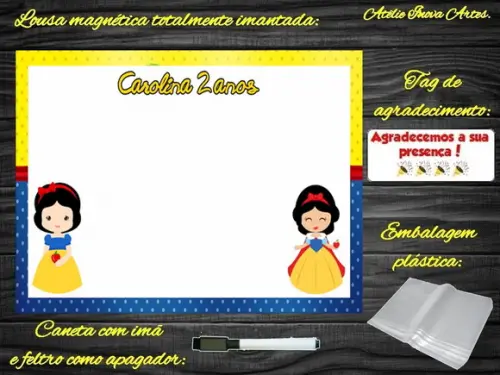 Lousa Magnética Branca de Neve com Embalagem