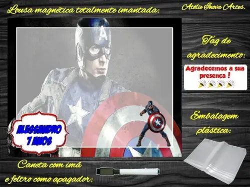 Lousa Magnética Capitão América com Embalagem