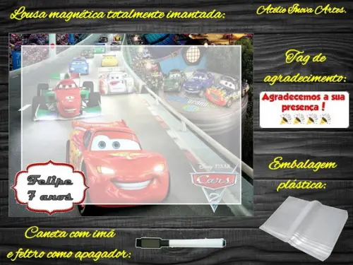 Lousa Magnética Carros com Embalagem