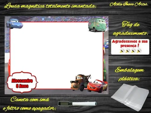 Lousa Magnética Carros com Embalagem