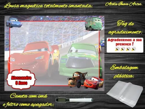 Lousa Magnética Carros com Embalagem