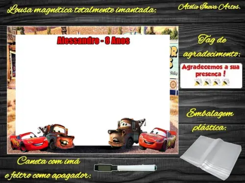 Lousa Magnética Carros com Embalagem