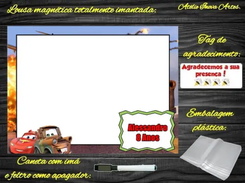 Lousa Magnética Carros com Embalagem