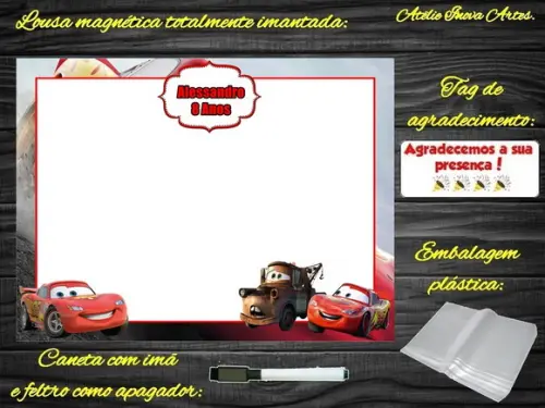 Lousa Magnética Carros com Embalagem