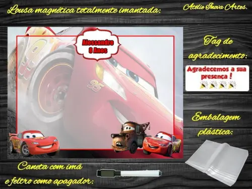 Lousa Magnética Carros com Embalagem