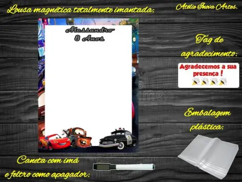 Lousa Magnética Carros com Embalagem