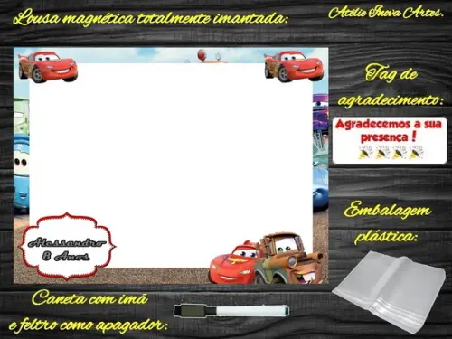 Lousa Magnética Carros com Embalagem
