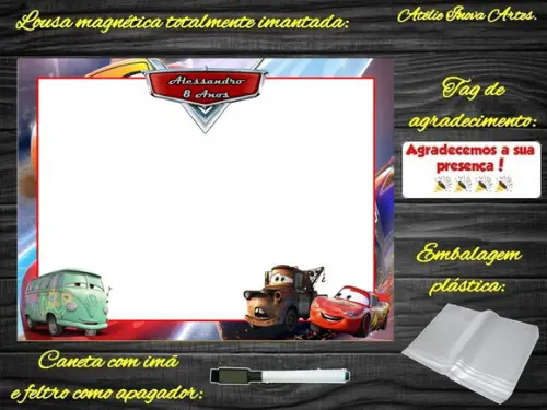 Lousa Magnética Carros com Embalagem