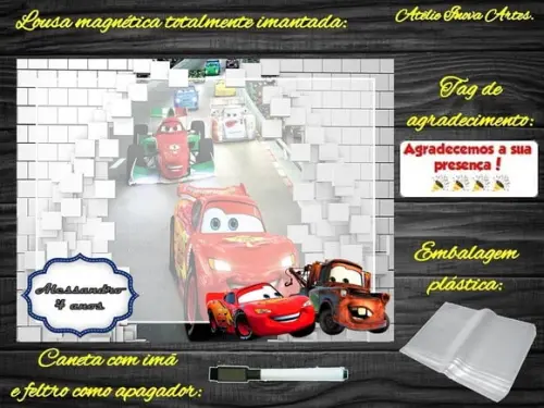 Lousa Magnética Carros com Embalagem