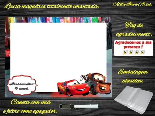 Lousa Magnética Carros com Embalagem
