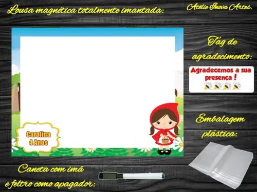 Lousa Magnética Chapeuzinho Vermelho com Embalagem