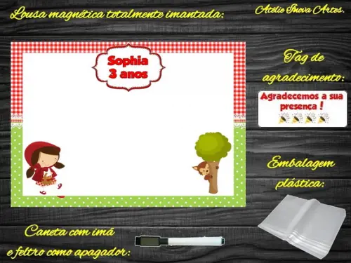 Lousa Magnética Chapeuzinho Vermelho com Embalagem