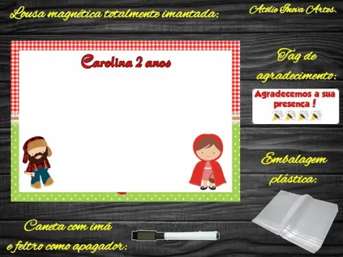Lousa Magnética Chapeuzinho Vermelho com Embalagem