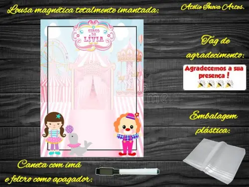 Lousa Magnética Circo com Embalagem