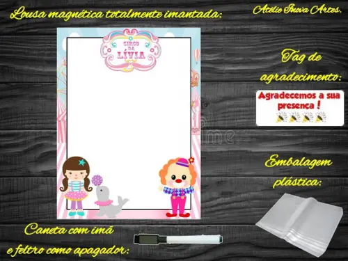 Lousa Magnética Circo com Embalagem
