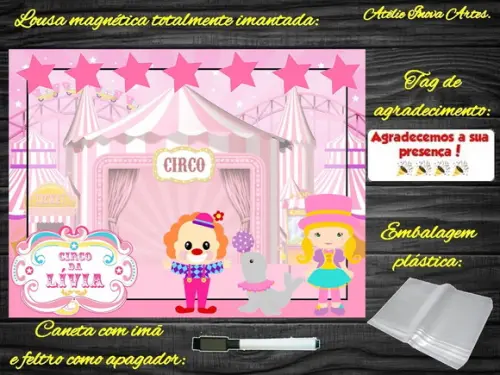 Lousa Magnética Circo com Embalagem