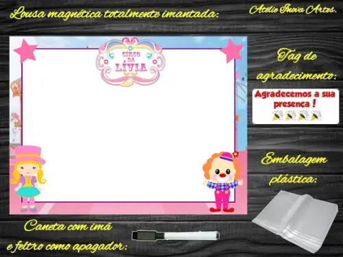 Lousa Magnética Circo com Embalagem