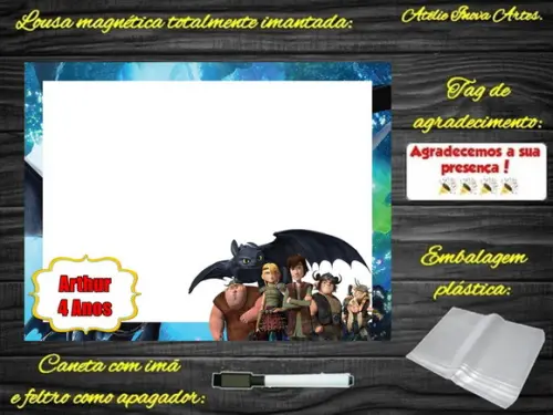 Lousa Magnética Como Treinar o Seu Dragão com Embalagem