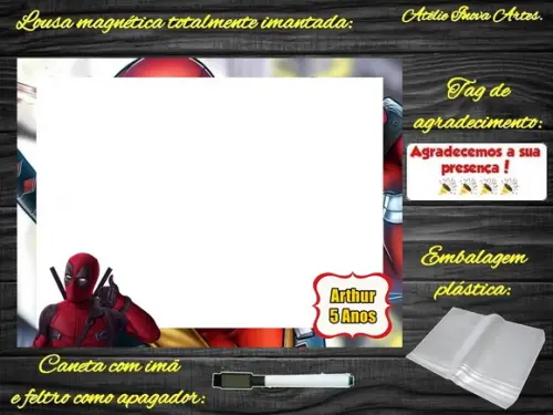 Lousa Magnética Deadpool com Embalagem