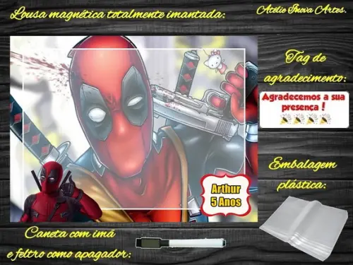 Lousa Magnética Deadpool com Embalagem