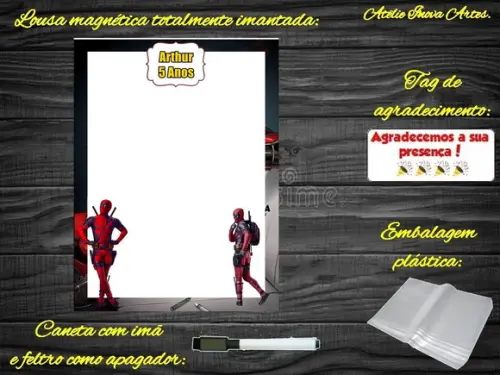 Lousa Magnética Deadpool com Embalagem