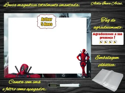 Lousa Magnética Deadpool com Embalagem