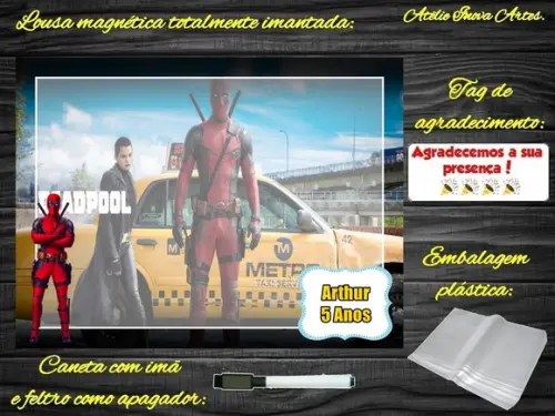 Lousa Magnética Deadpool com Embalagem
