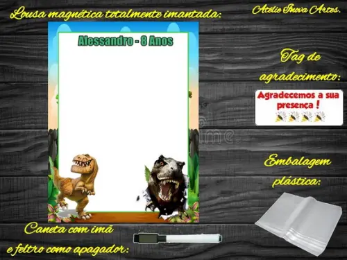 Lousa Magnética Dinossauro com Embalagem