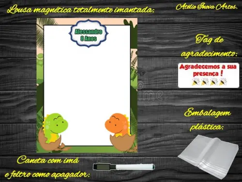 Lousa Magnética Dinossauro com Embalagem