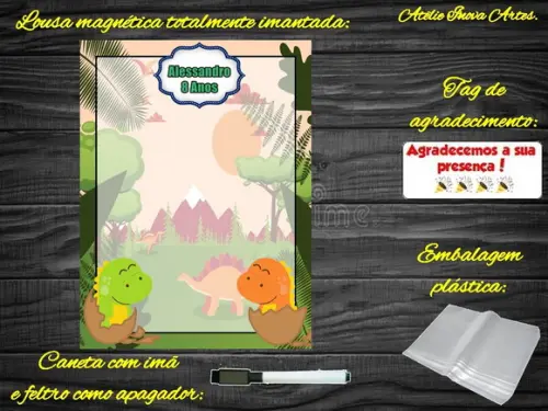 Lousa Magnética Dinossauro com Embalagem