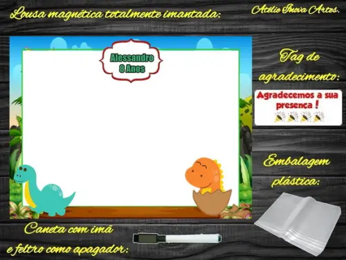 Lousa Magnética Dinossauro com Embalagem