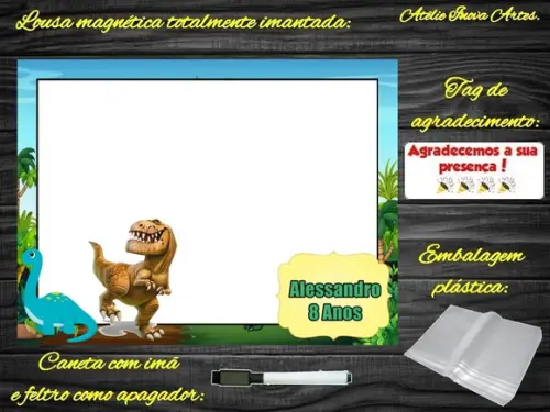 Lousa Magnética Dinossauro com Embalagem