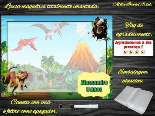 Lousa Magnética Dinossauro com Embalagem
