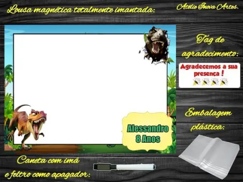 Lousa Magnética Dinossauro com Embalagem