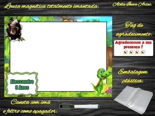 Lousa Magnética Dinossauro com Embalagem