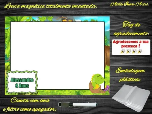 Lousa Magnética Dinossauro com Embalagem
