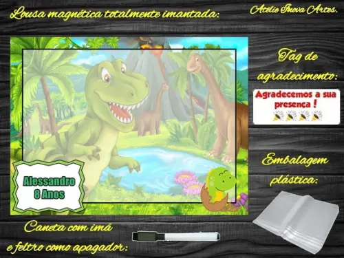 Lousa Magnética Dinossauro com Embalagem