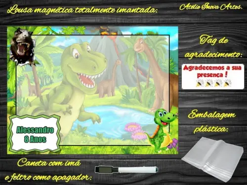 Lousa Magnética Dinossauro com Embalagem