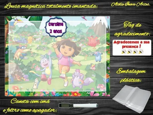 Lousa Magnética Dora Aventureira com Embalagem