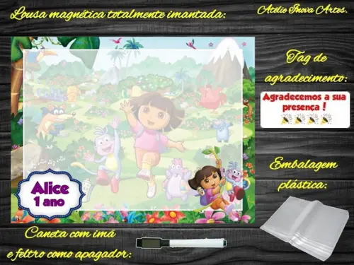 Lousa Magnética Dora Aventureira com Embalagem